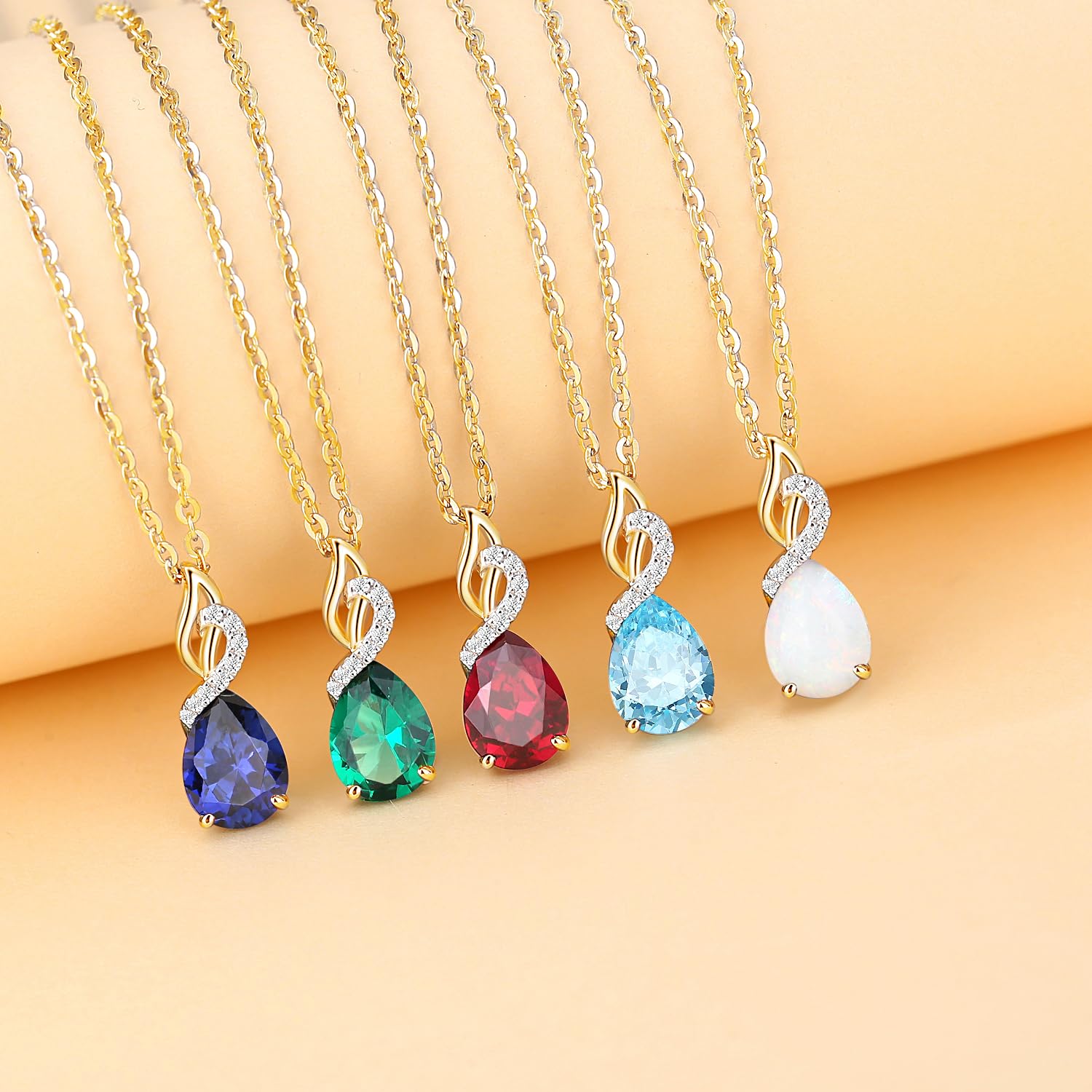 FANCIME Amethyst Necklace 14K Solid Yellow Gold Teardrop Pendant with Diamond February Birthstone Necklace Gifts Jewelry for Mom Women