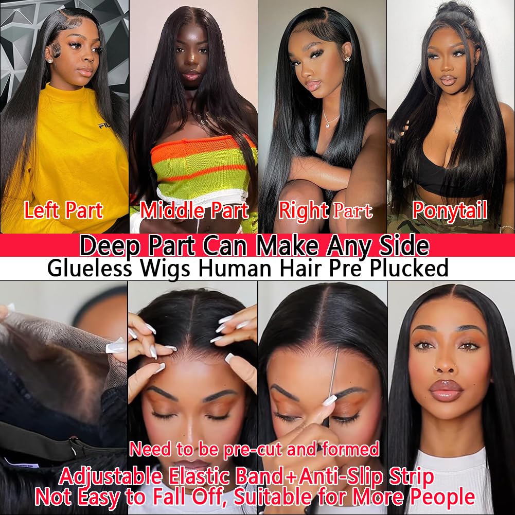 OWNROSE 30 Inch 13x6 Lace Front Wigs Human Hair Pre Plucked 200 Density Straight Glueless Wig HD Transparent Human Hair Lace Front Wigs with Baby Hair Lace Front Wigs for Women