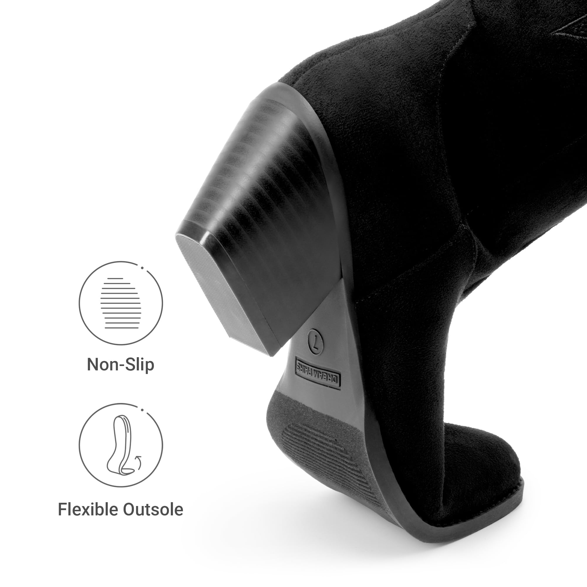 DREAM PAIRS Cowgirl Boots Women Knee High Cowboy Boots Pointed Toe Chunky Block Heel Suede Tall Western Boots with Embroidered,Size 8,Black,SDKB26001W
