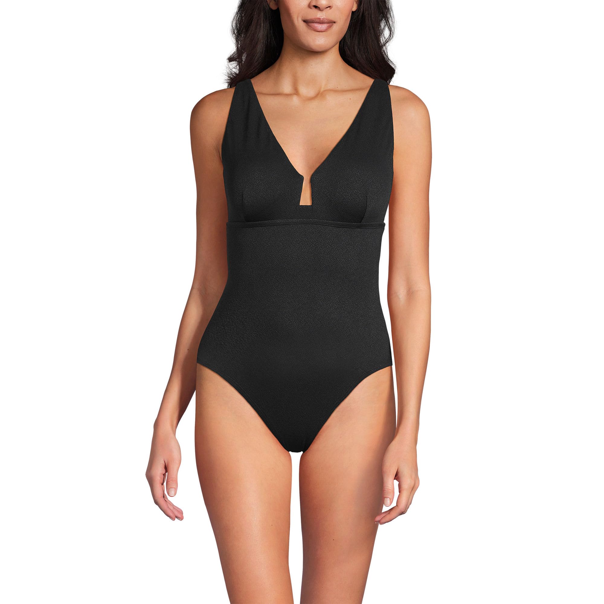 Lands' End Women's Crepe Rectangular Wire One Piece X-Small Black