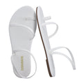 CUSHIONAIRE CHAI Flat Strappy Sandals for Women, Comfortable Dressy Summer Slip-On Sandal with Memory Foam, Ivory 7