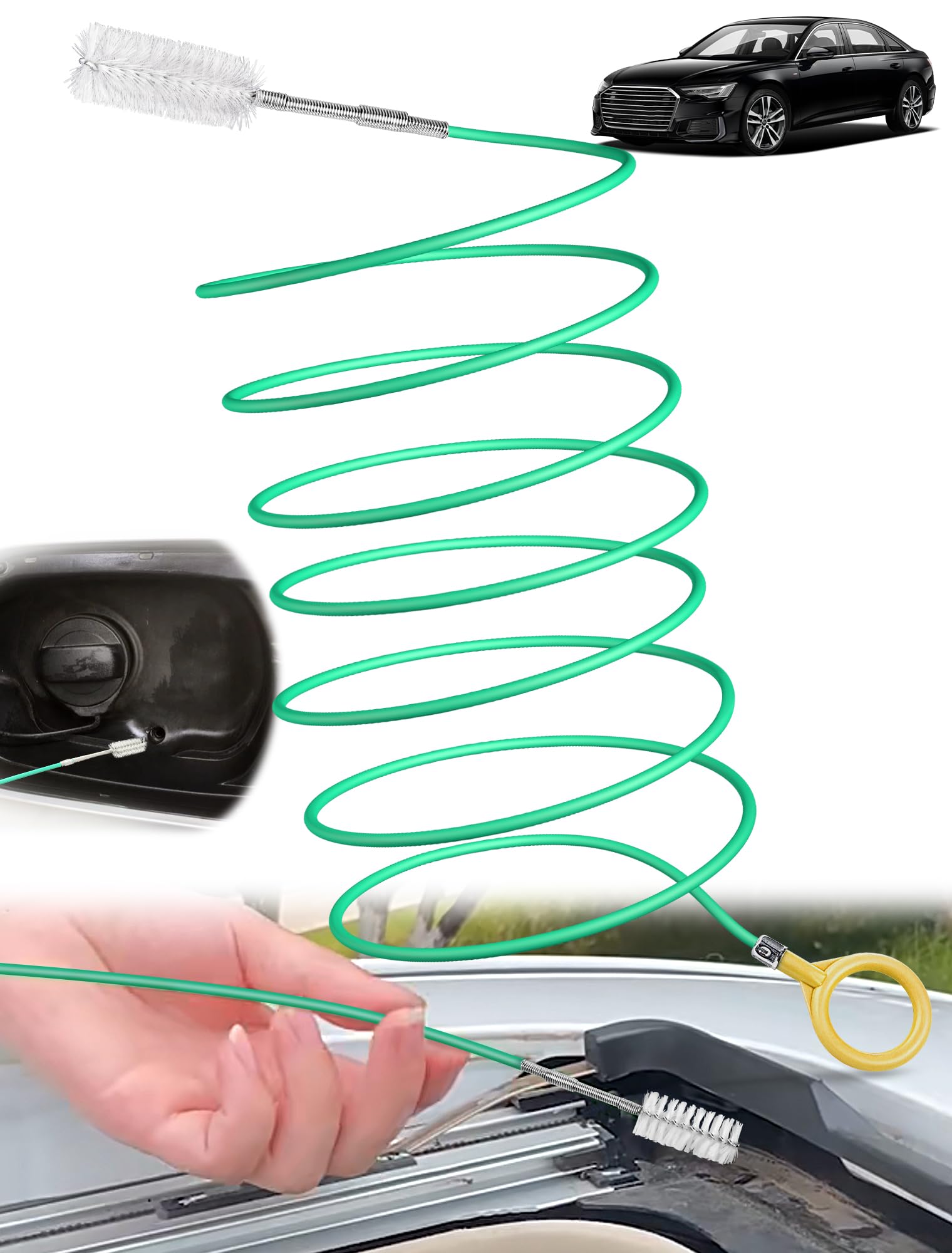 Upgraded Auto Sunroof Drain Cleaning Tool, 120 Inch Long Flexible Drain Brush Pipe Cleaners for Car, Slim Drain Dredging Tool Tube Cleaning Brush Perfect for Car Sunroof, Windshield Wiper Drain Hole