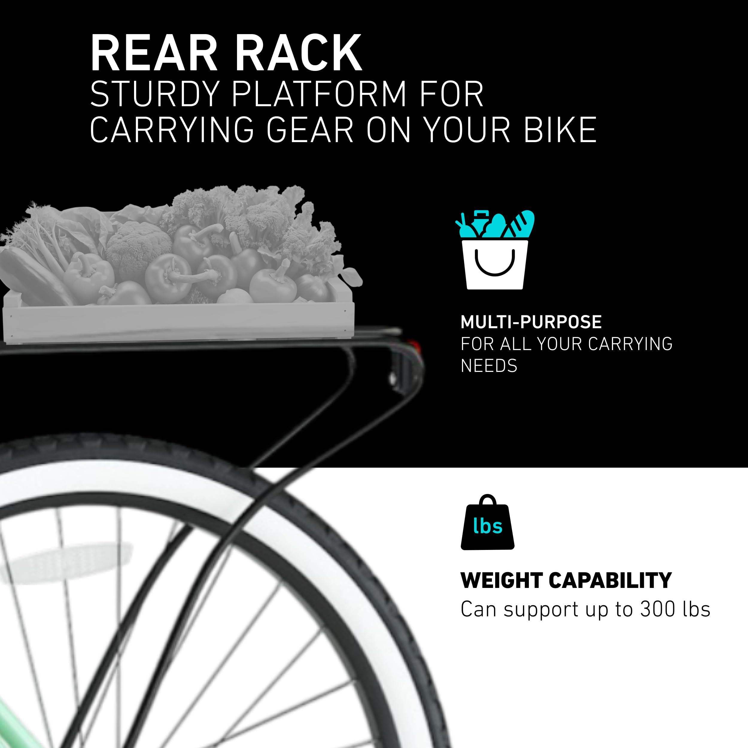 sixthreezero Around The Block Women's Beach Cruiser Bike, Hybrid Bicycle with Rear Rack