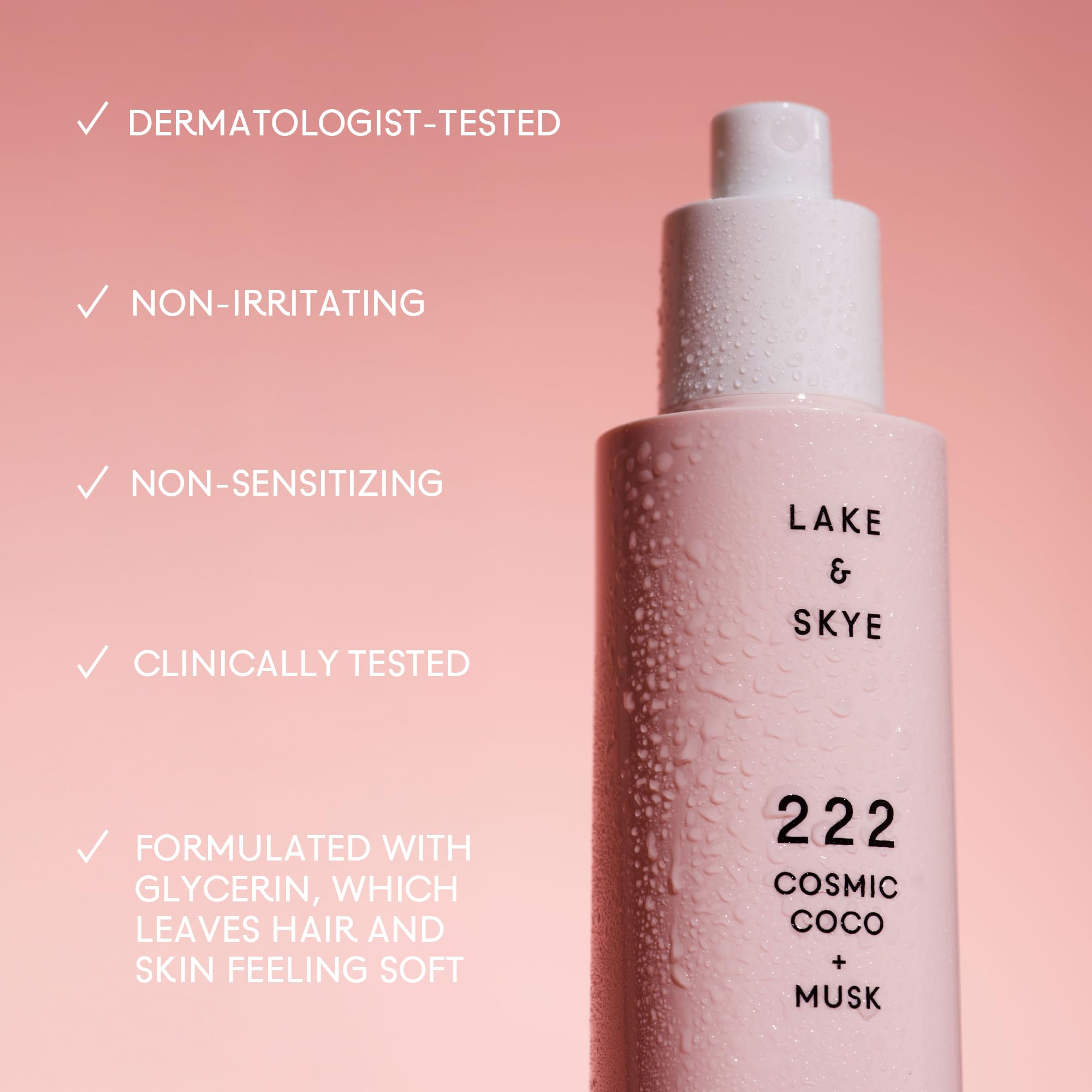 Lake & Skye 222 Cosmic Coco + Musk Hair & Body Mist 3.4 Fl Oz (100 mL), White Musk, Coconut Milk, Macaron Sugar, Hydrating, Softening