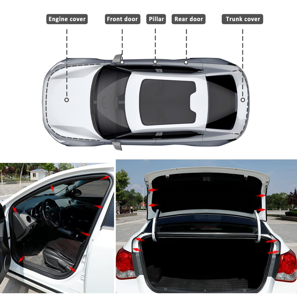 52.5Ft Car Door Seal,Thickened Rubber Automotive Weather Stripping for Hoods,Trunks,Windows,Universal Soundproof Car Weather Stripping Car Accessories for Most Car,Truck,SUV (52.5Ft)