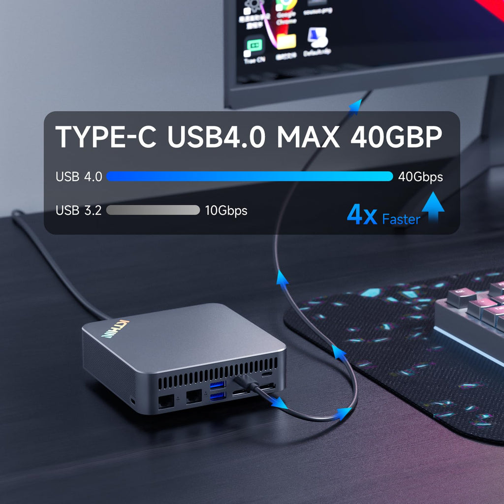 KTHIN Mini PC 13th Gen i5-1340P (up to 4.6GHz), 16GB DDR5 RAM 1TB PCIe4.0 SSD Mini Gaming PC, Dual LAN/Triple Display/USB4.0/WiFi 6/BT5.2/VESA Mount, Mini Desktop Computer for Office Home Business