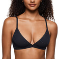 INLYRIC Women's Inbarely Triangle Bralette Plunge Unlined Seamless Bra No Underwire Sexy Comfortable Everyday Black Medium