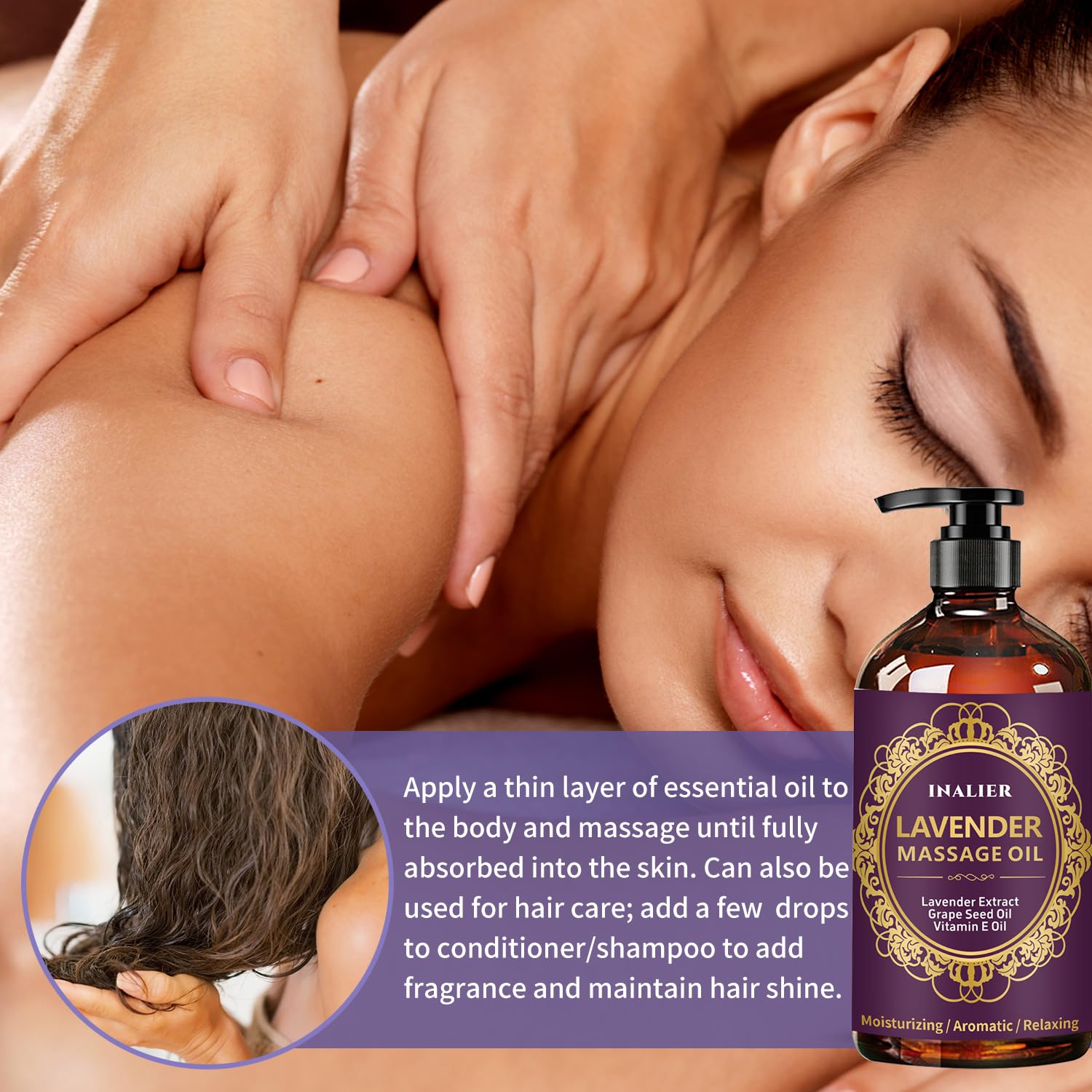 Massage Oil for Massage Therapy,﻿Lavender Oil with Massage Roller Ball & Thumb Saver,SPA Relaxing Oi for Soothing,Massage Kit Spa Gifts for Him Her,Gifts for Men Women