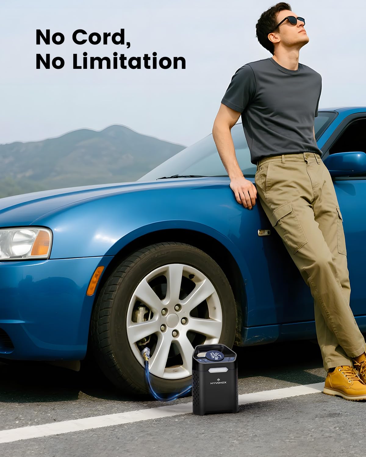 Heavy-Duty 160 PSI Tire Inflator Portable Air Compressor, 1 Min Fast Inflation Cordless Portable Air Pump with Digital Pressure Gauge & LED Light, Electric Tire Pump for Car, SUV, Bike, Ball