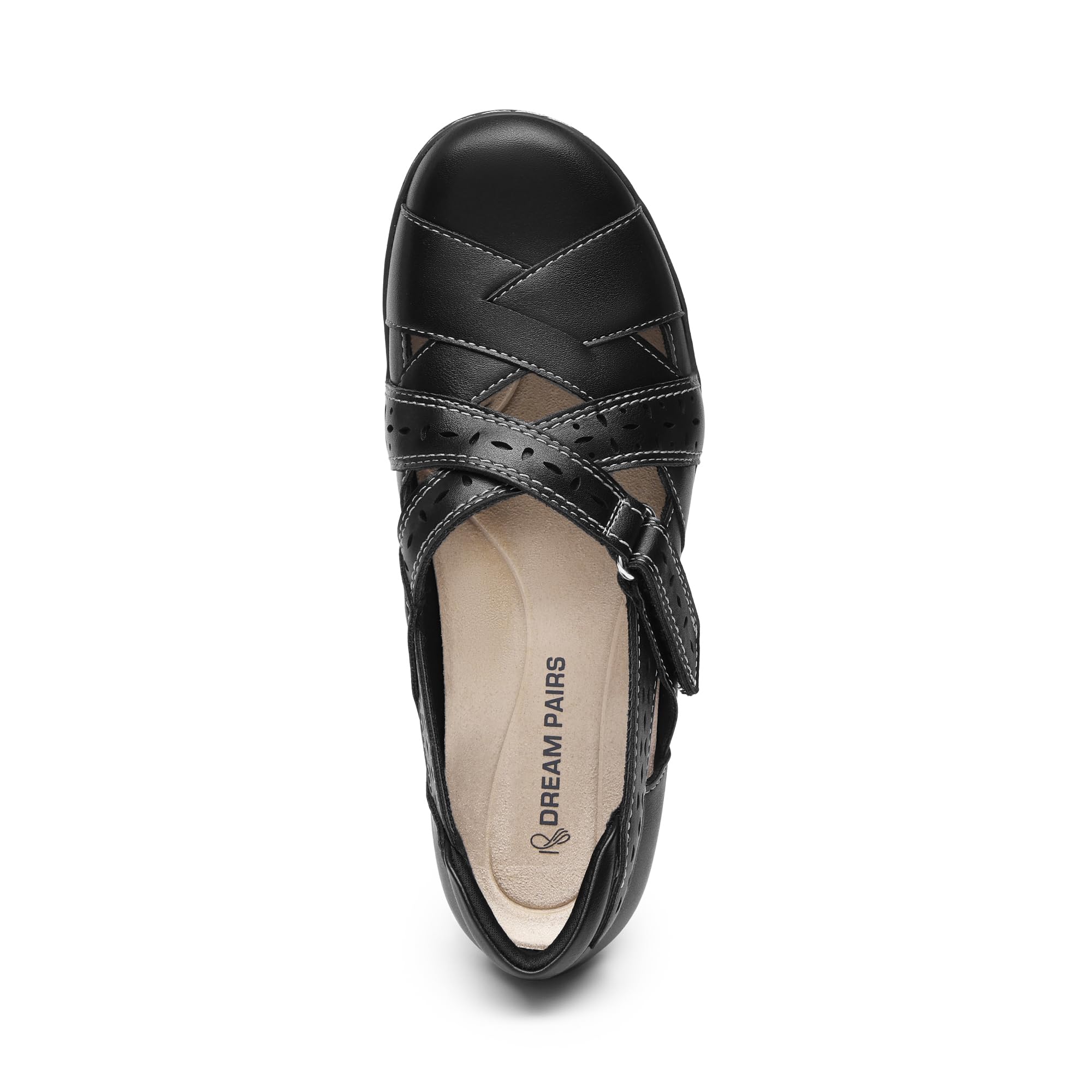 DREAM PAIRS Women's Loafers Slip On Comfortable Casual Orthopedic Walking Flats Work Shoes Closed Toe Sandals with Arch Support,Size 9.5,Black,DWUMLS2508