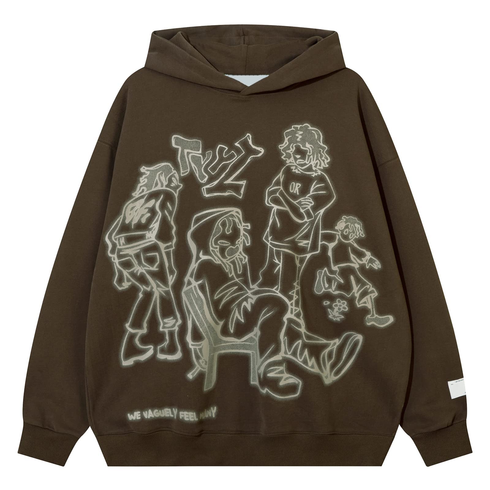YEOU Men's Fashion Pullover Hoodie Sweatshirt Fleece Y2K Harajuku Hip Hop Streetwear Casual Sweatshirt Hooded (US, Alpha, Small, Regular, Regular, Tyz-02)