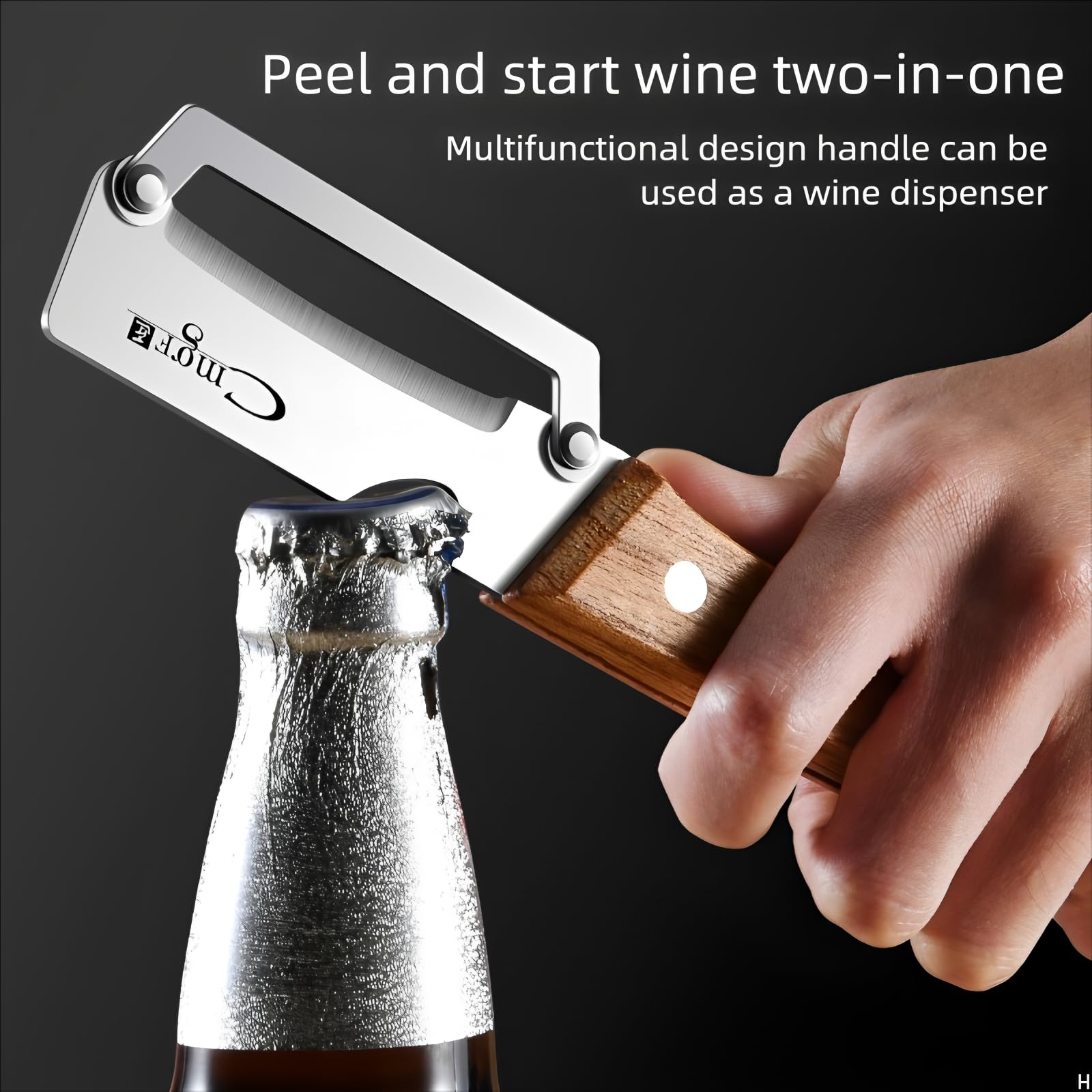 ANMIOU Premium Vegetable Peeler with Wooden Handle and Bottle Opener Stainless Steel Blade Kitchen Tool for Fruit Apple Potato Pumpkin Papaya Zucchini