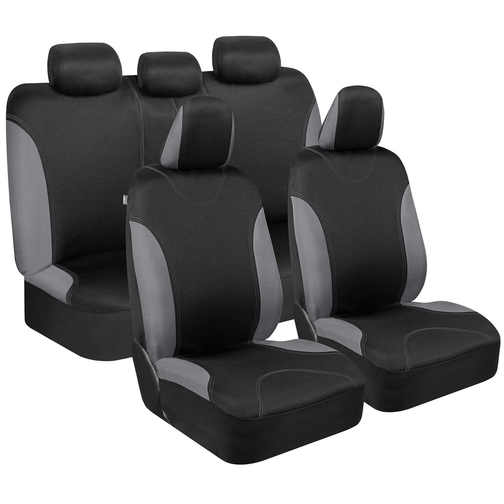BDK UltraSleek Gray Seat Covers for Cars, Two-Tone Front Seat Covers with Matching Back Car Seat Cover, Made to Fit Most Auto Truck Van SUV, Interior Car Accessories, Car Seat Covers Full Set - Gray