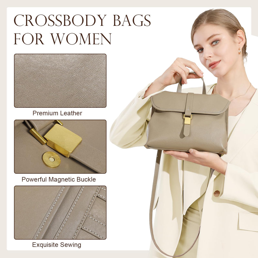 Genuine Leather Crossbody Bags for Women, Soft Handbags Shoulder Bag Top Handle Bag for Women(Black)