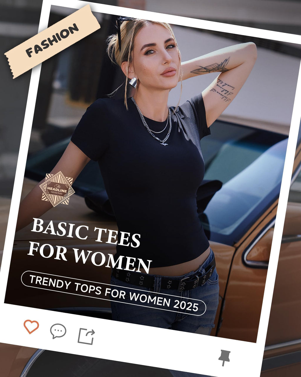 GAYHAY 3 Pack Basic Tees for Women - Crew Neck Slim Fit Tight T Shirts Cute Y2K Trendy Crop Tops Clothes for Casual Summer 2025 Black White Brown