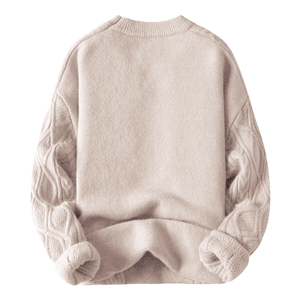 Aelfric Eden Oversized Sweater 90s Vintage Cable Knit Long Sleeve Women Heavy Crewneck Pullover Beige