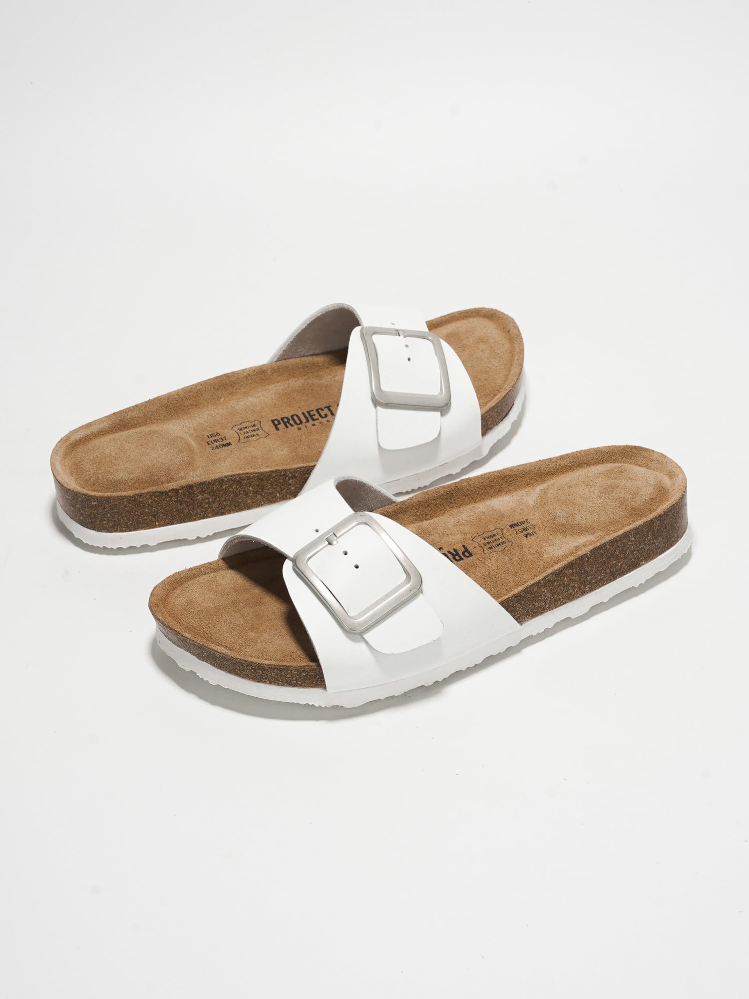 Project Cloud 100% Genuine Leather Sandals Women Dressy Beach Essentials Slides for Women Footwear-Lightweight with Memory Foam Insole Sandals for Women 2026-Womens Slides (Ibiza, Off-Whi, 7)