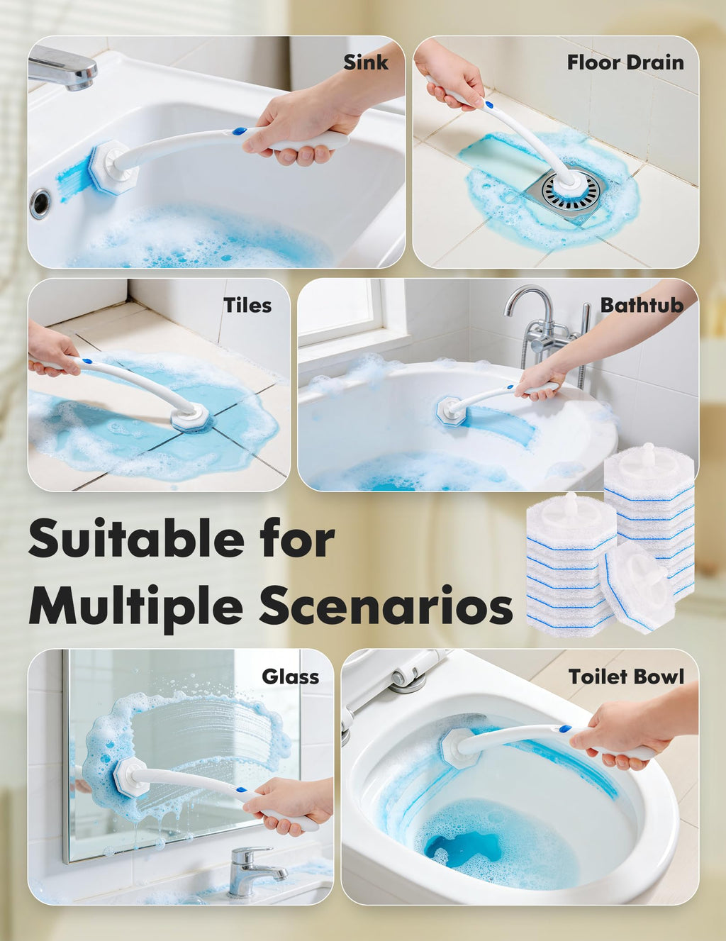 Kucbraly 100 Count Toilet Wand Refills for Clorox, Compatible with Most Disposable Toilet Brush for Bathroom Cleaning