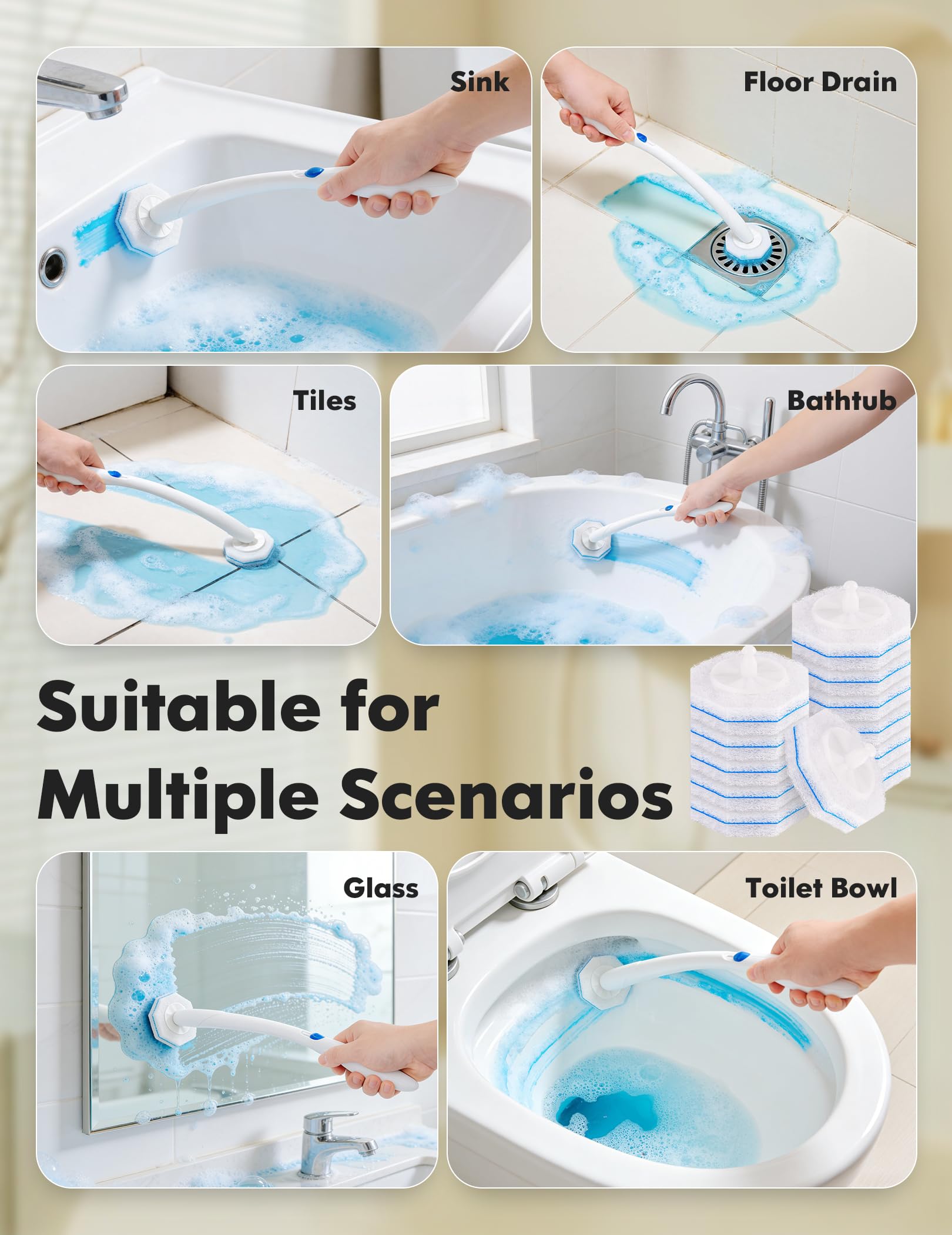 Kucbraly 100 Count Toilet Wand Refills for Clorox, Compatible with Most Disposable Toilet Brush for Bathroom Cleaning