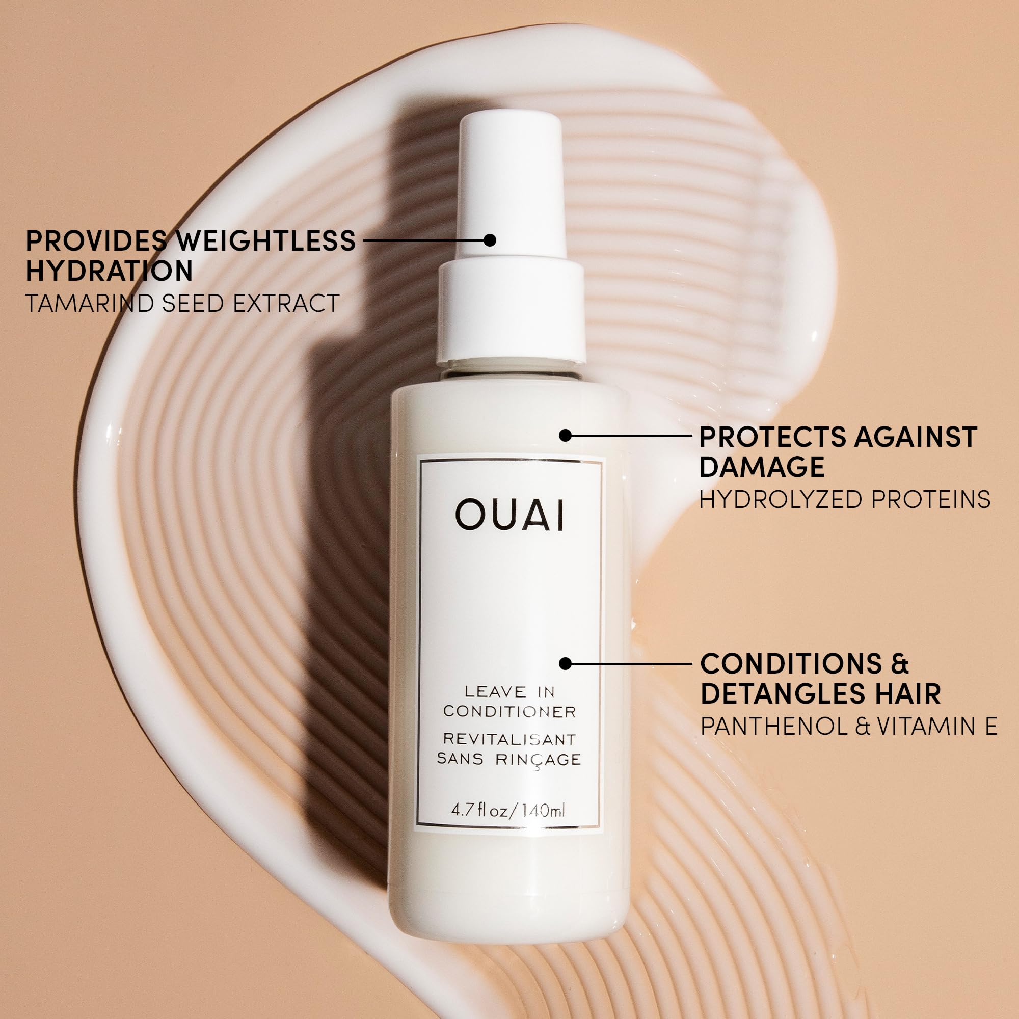 OUAI Leave In Conditioner & Heat Protectant for Hair - Prep Hair for Styling or Use as Detangling Spray to Fight Frizz & Flyaways - No Parabens, Sulfates or Phthalates (4.7 oz)