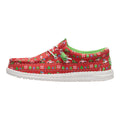HEYDUDE Wally Holiday Sweater Red/Green/Multi 11, Men’s Shoes, Slip-on Loafers, Comfortable & Light-Weight