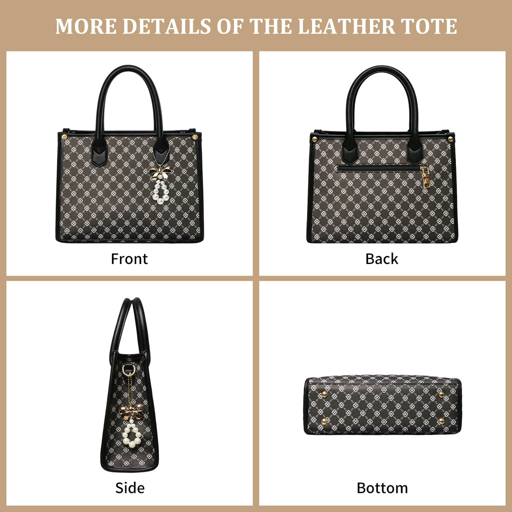 Women's Handbags Fashion, 3PCS Top Handle Bags for Women, Handbags Tote Shoulder Purse Set PU Leather Satchel Bag Adjustable Strap Work with Zippe (black)