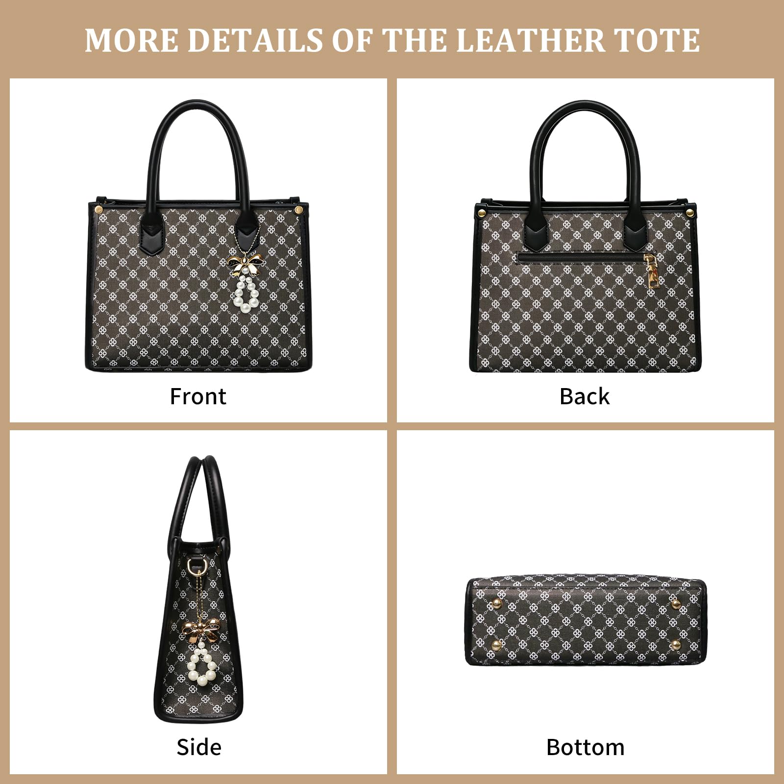 Women's Handbags Fashion, 3PCS Top Handle Bags for Women, Handbags Tote Shoulder Purse Set PU Leather Satchel Bag Adjustable Strap Work with Zippe (black)