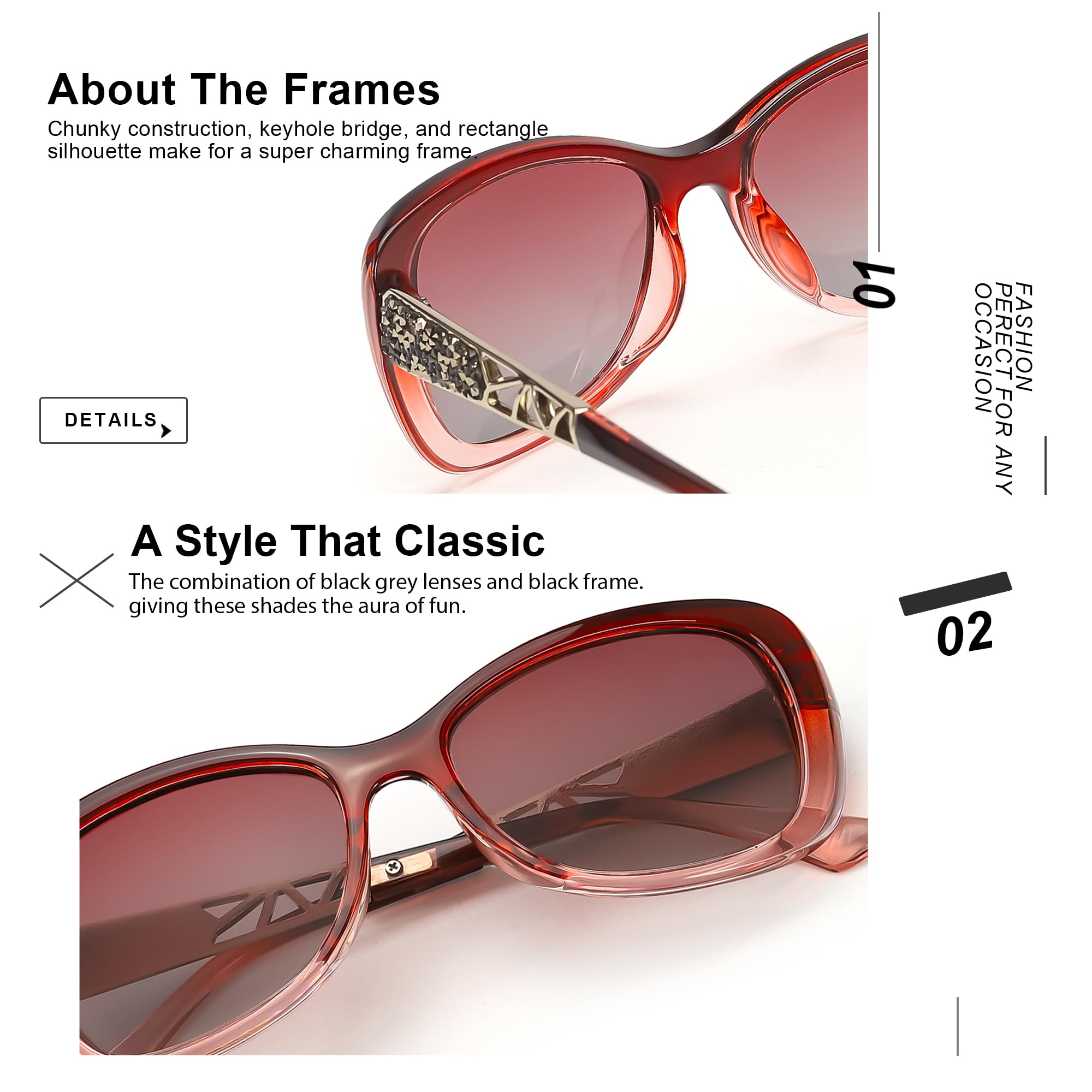 SIPHEW Retro Small Wrap Sunglasses for Women | Lightweight Square Frame with 100% UV400 | Polarized Shade for Womens