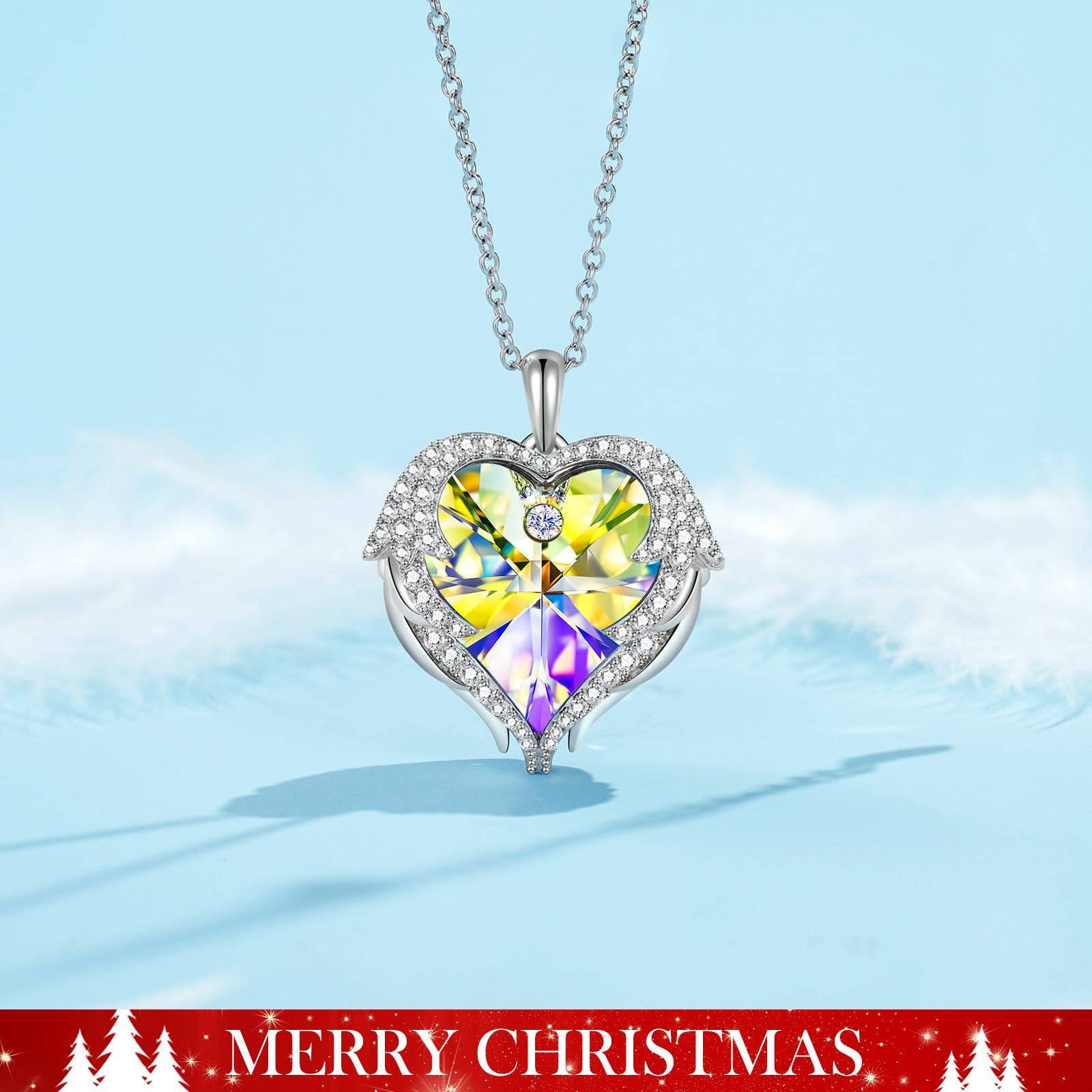 Kate Lynn Angel Wings Heart Necklaces for Women Pendant Necklace, Birthday Gifts for Women Girlfriend Christmas Mothers Day Gifts for Mom Wife Daughter, Anniversary Love Jewelry for Her