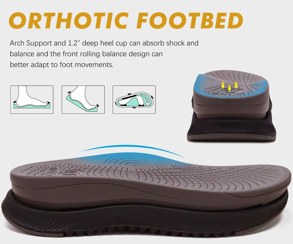 ONCAI Men's Hiking Sandals with Arch Support Mesh Athletic Walking Sandalias Summer Outdoor Cushion Thick Rubber Soles and Recovery Sports Fisherman Sandals Brown Size 10