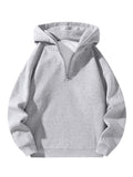 Verdusa Men's Quarter Zip Pullover Hoodies Long Sleeve Drop Shoulder Sweatshirt Casual Pullover 2026 Light Grey Medium