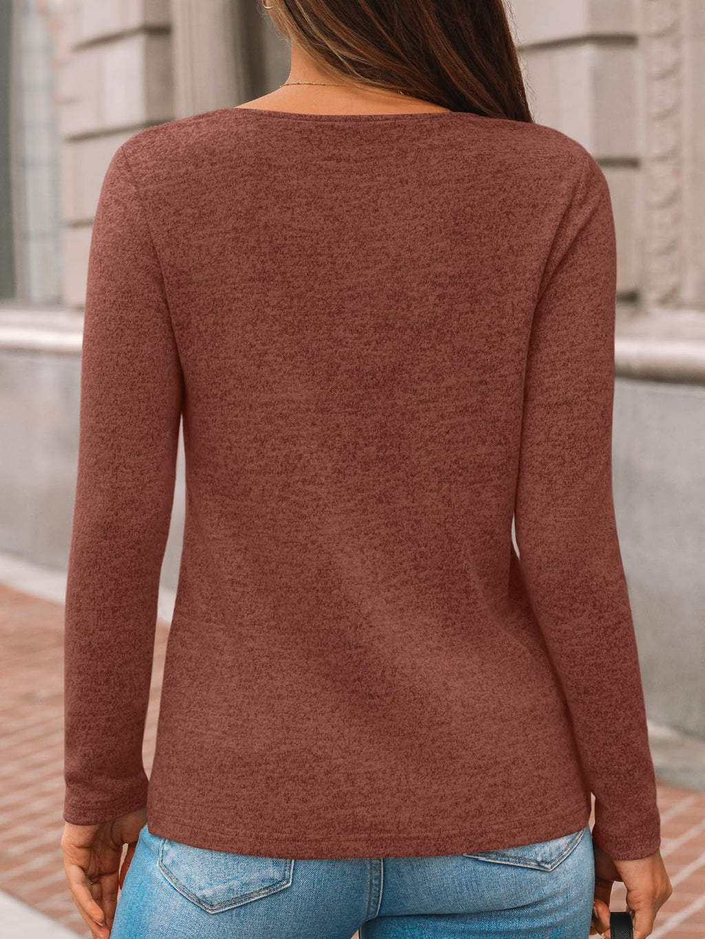 AUTOMET Fall Fashion Clothes 2026 Outfits Womens Long Sleeve Tunic Top Lightweight Sweaters V Neck Button Shirts Dressy Casual Business Blouses Trendy Sweatshirt Clothing Caramel M