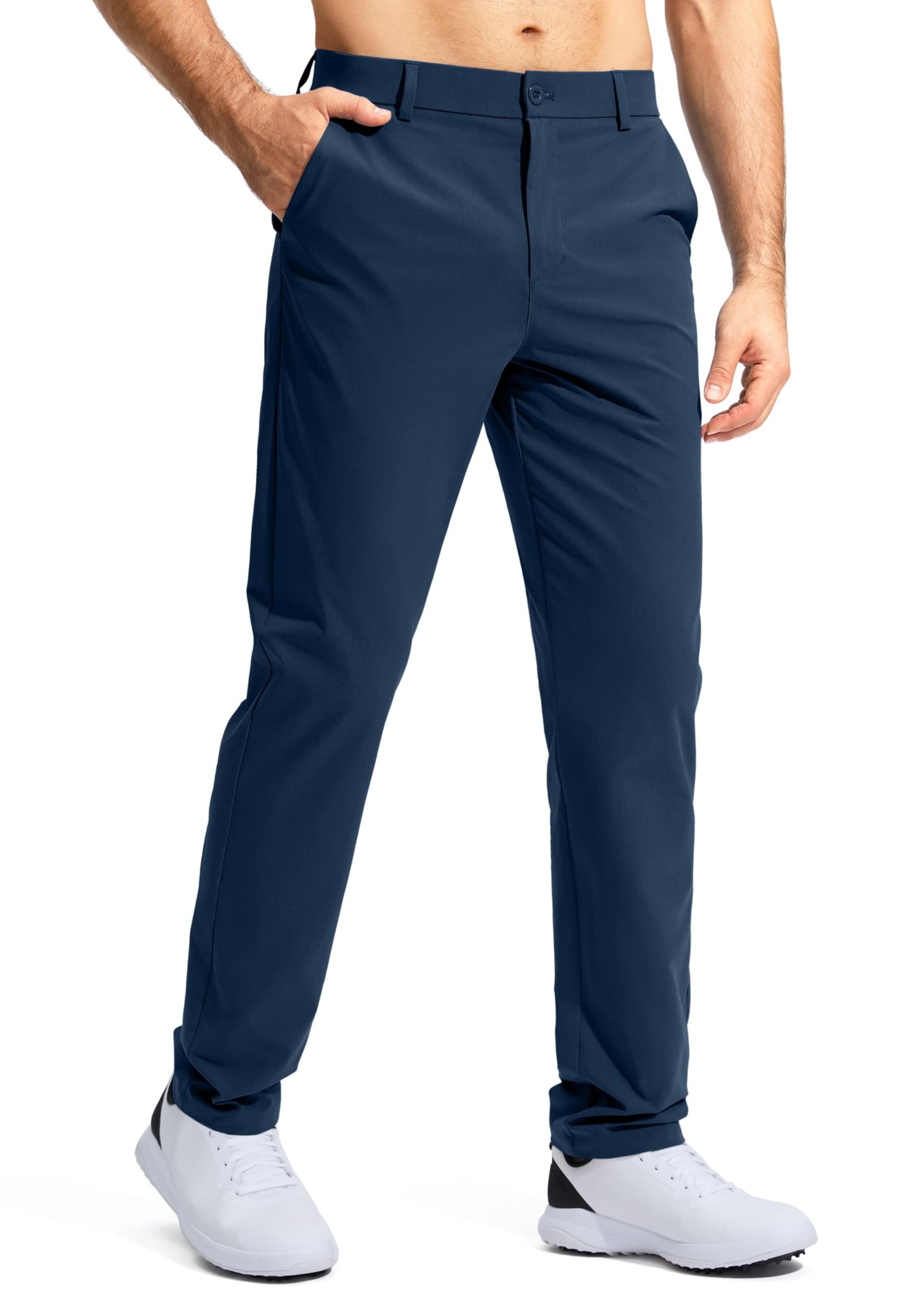 Pudolla Men's Golf Pants Stretch Work Pants for Men Dress Comfy Pants 30 Lightweight Quick Dry Casual Trousers(Navy 30Wx30L)