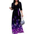 PinkPatty Women's Floral Print Maxi Dress 3/4 Sleeve V-Neck Casual Loose Wrap Tie Waist Long Dress XX-Large