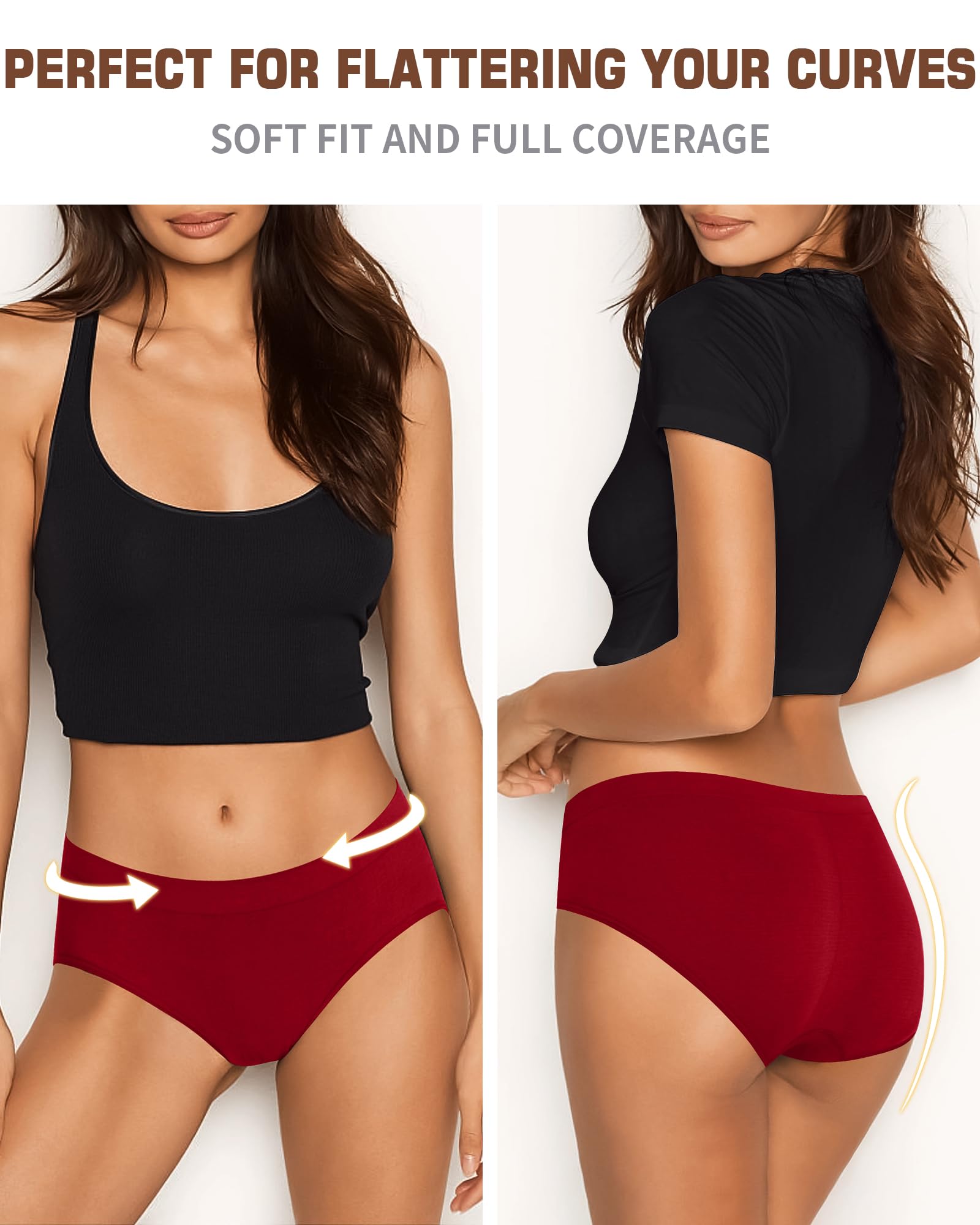 CULAYII Cotton underwear for women Seamless Breathable Briefs Soft Stretch Low Waisted Womens Sports panties Moisture Wicking Underwear Packs Woman Size M-L