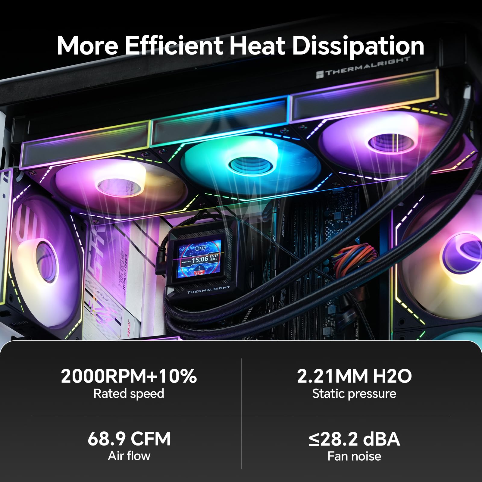 Thermalright TL-M12Q-S X3 120mm PC Case Fans, 2000RPM High Airflow, ARGB Daisy-Chain, Infinity-Mirror Lighting, 3-Pack