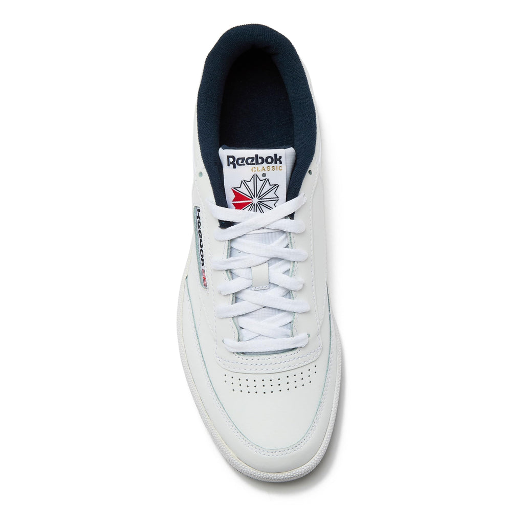 Reebok Club C 85 Mens Tennis Shoes, Casual Fashion White Sneakers for Men, Int-White/Navy, 14