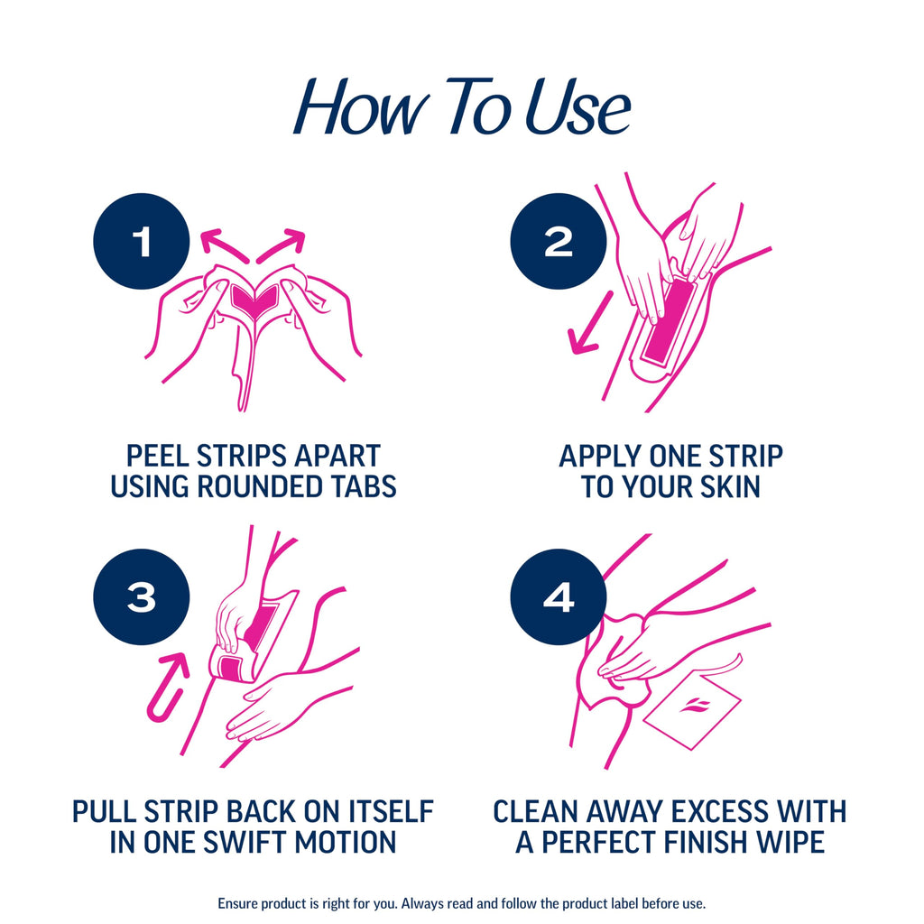 VEET Sugar Wax Strips For Women's Body Hair Removal, Bikini Hair Removal Kit, Pubic, Dermatologically Tested For Body & Intimate Areas, 40ct Wax Strips with Shea Butter & 4ct Wipes