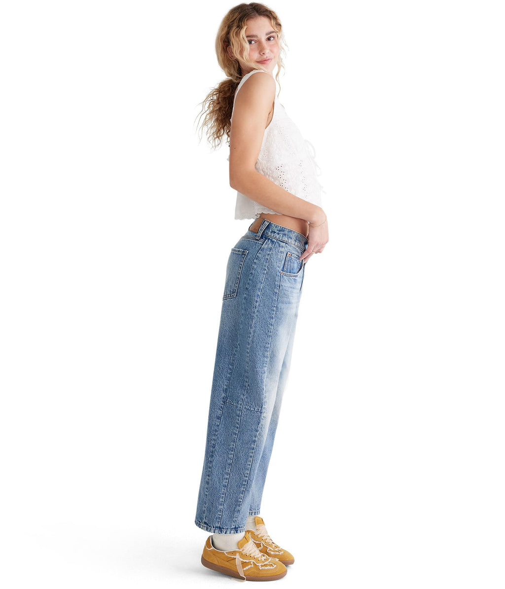 Mid-Rise Barrel Leg Jean, Medium WASH, 2