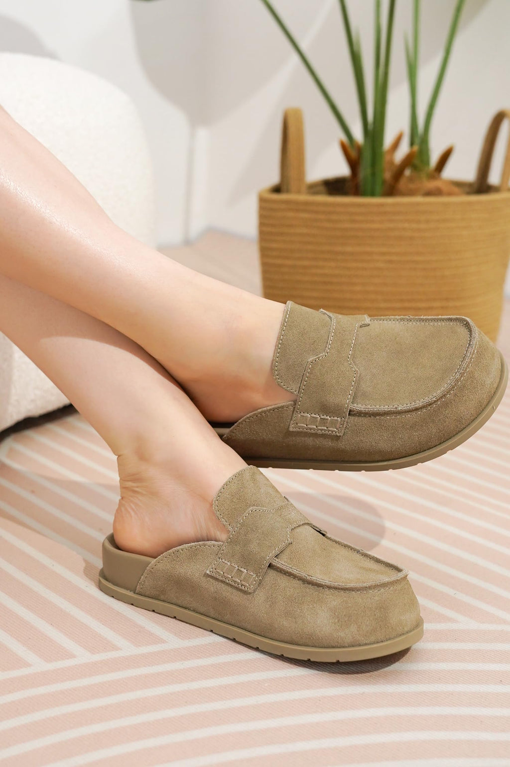 Project Cloud 100% Genuine Leather Womens Clogs - Plush & Soft Insole with Arch Support Non Slip Mules & Clogs for Women Footwear - Water Resistant Women Shoes (Foamy, TAUPSUEDE, 9)