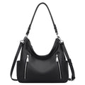 Over Earth Genuine Leather Purses for Women Medium Hobo Bag Lady Crossbody Handbags with 2 Detachable Straps(O150E UG Black)