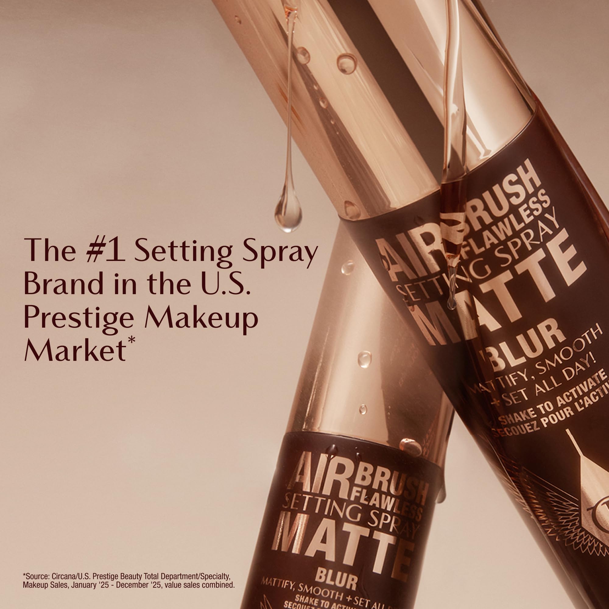 Charlotte Tilbury Airbrush Flawless Matte Setting Spray – Ulta-Fine Mist to Prime & Set Makeup Up to 16Hr – Oil and Shine Control with Blurring Matte Finish, Humidity & Waterproof