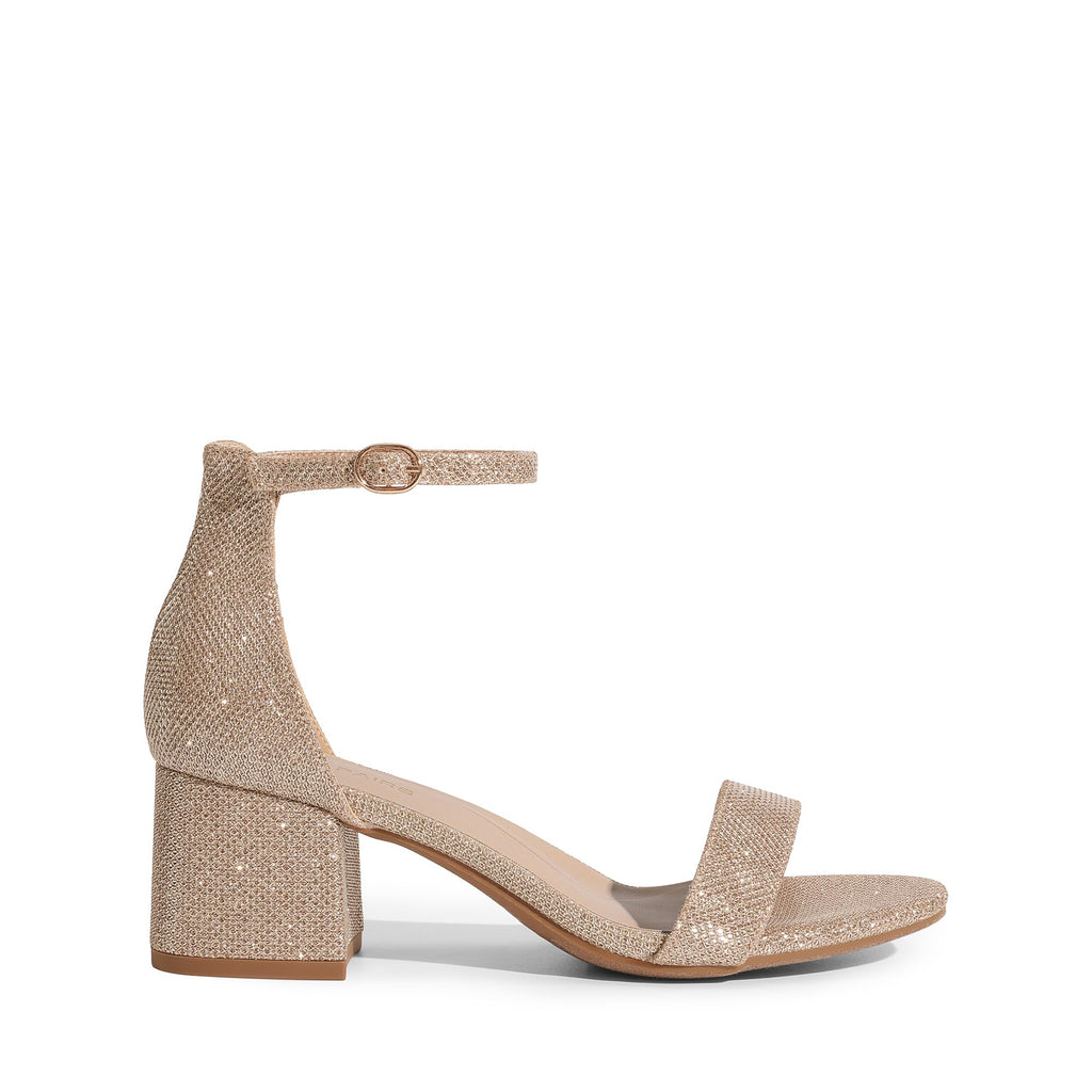 DREAM PAIRS Womens Low-Chunk Low Heel Pump Sandal,Size 8.5,Gold/Glitter,LOW-CHUNK