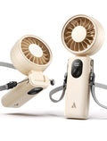 Aecooly Mighty Portable Handheld Fan | 20H Max Cooling Time | 3 Flexible Modes | 5 Speeds Wind | Battery Level Display | USB Rechargeable Mini Personal Battery Powered, Gifts for Women, Travel -Beige
