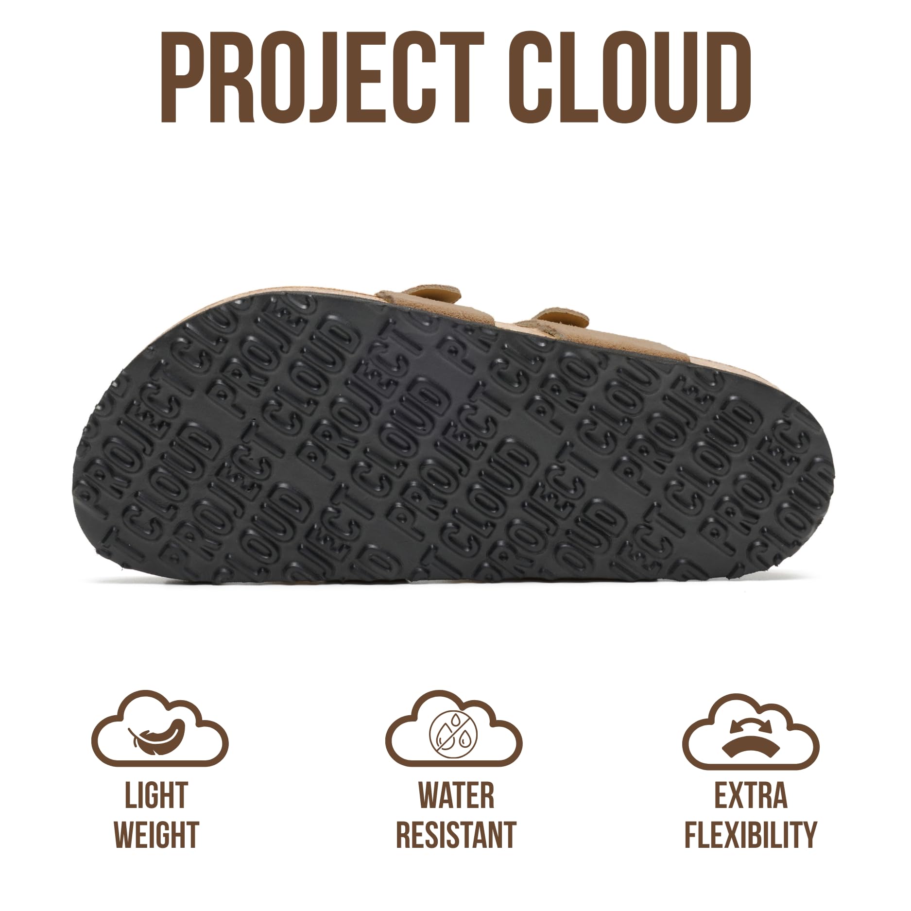 Project Cloud 100% Genuine Leather Womens Sandals -Lightweight Womens Slides Memory Foam Insole & Cork Footbed Sandals Women - Non-Slip Beach Essentials Summer Sandals for Women 2026(LianW,CHSTNT,8.5)