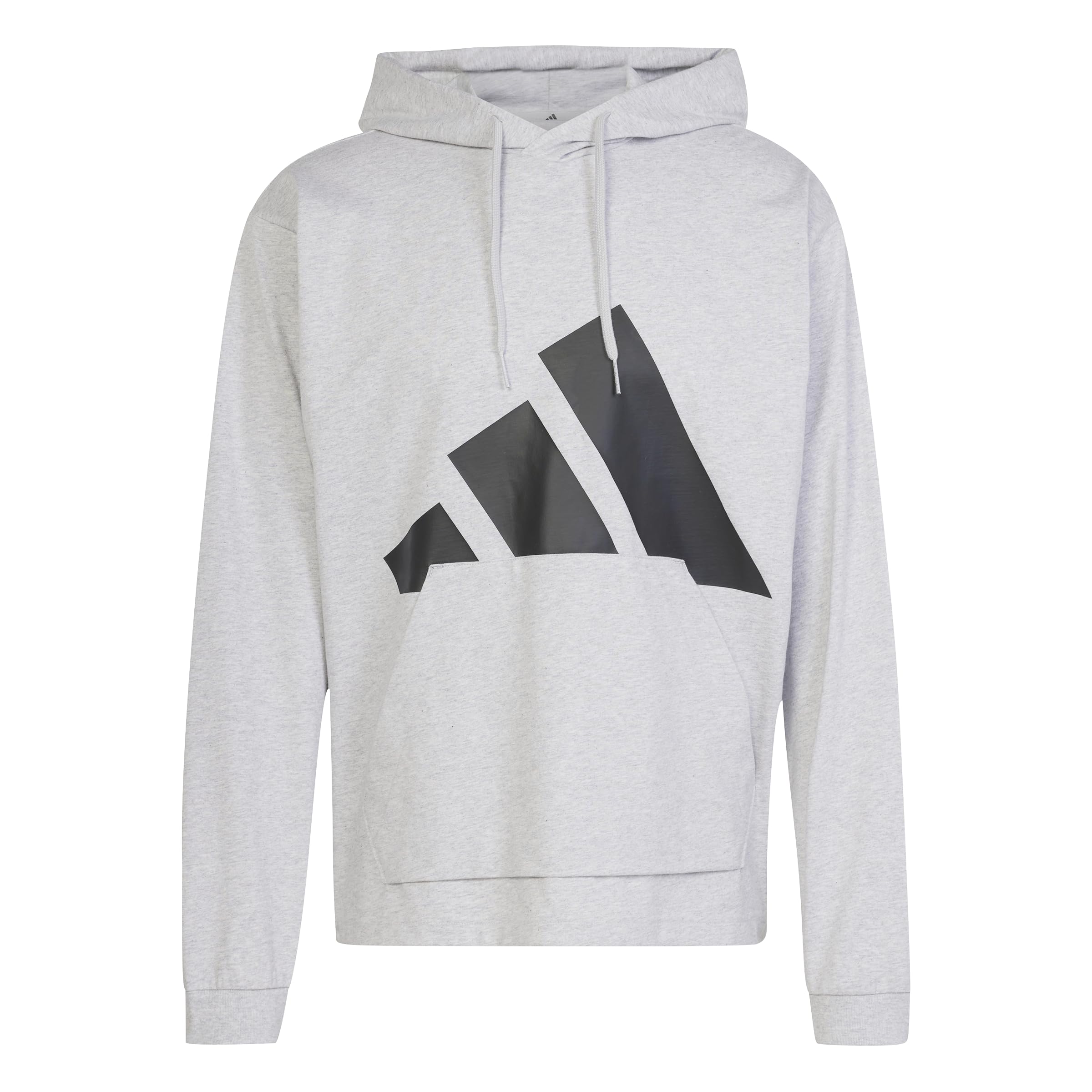 adidas Men's Essentials Big Logo Single Jersey Sportswear Hoodie, Light Grey Heather/Black, Large