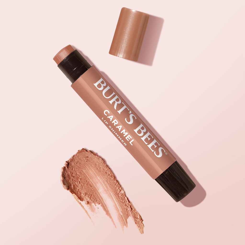 Burt's Bees Shimmer Lip Tint Set for Valentine's Day Gifts, Tinted Lip Balm Stick, Moisturizing for All Day Hydration with Natural Origin Glowy Pigmented Finish & Buildable Color, Caramel (4-Pack)
