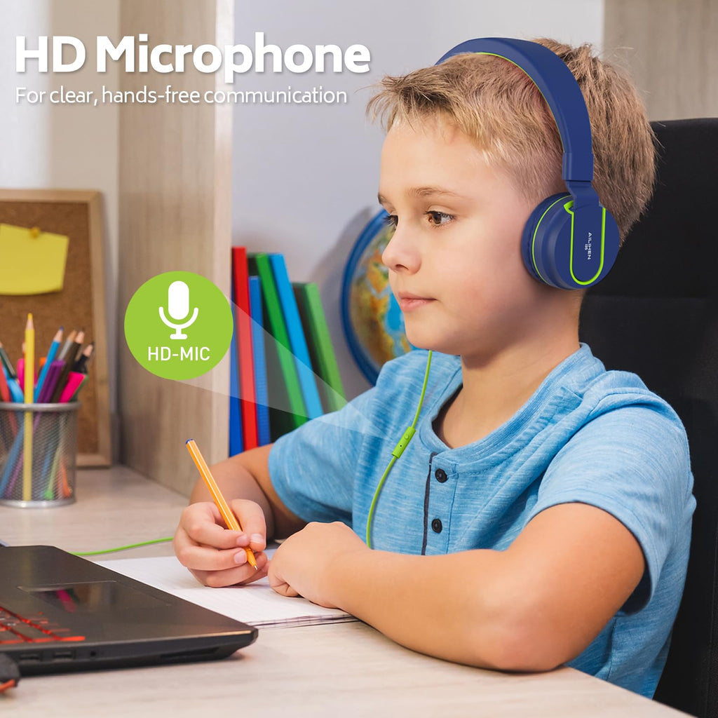 AILIHEN Kids Headphones Bulk 5-Pack for K-12 School Classroom, On-Ear Wired Headset with Microphone for Students Children with 93dB Volume Limited, 3.5mm Jack for Chromebooks Tablets Laptop Computer
