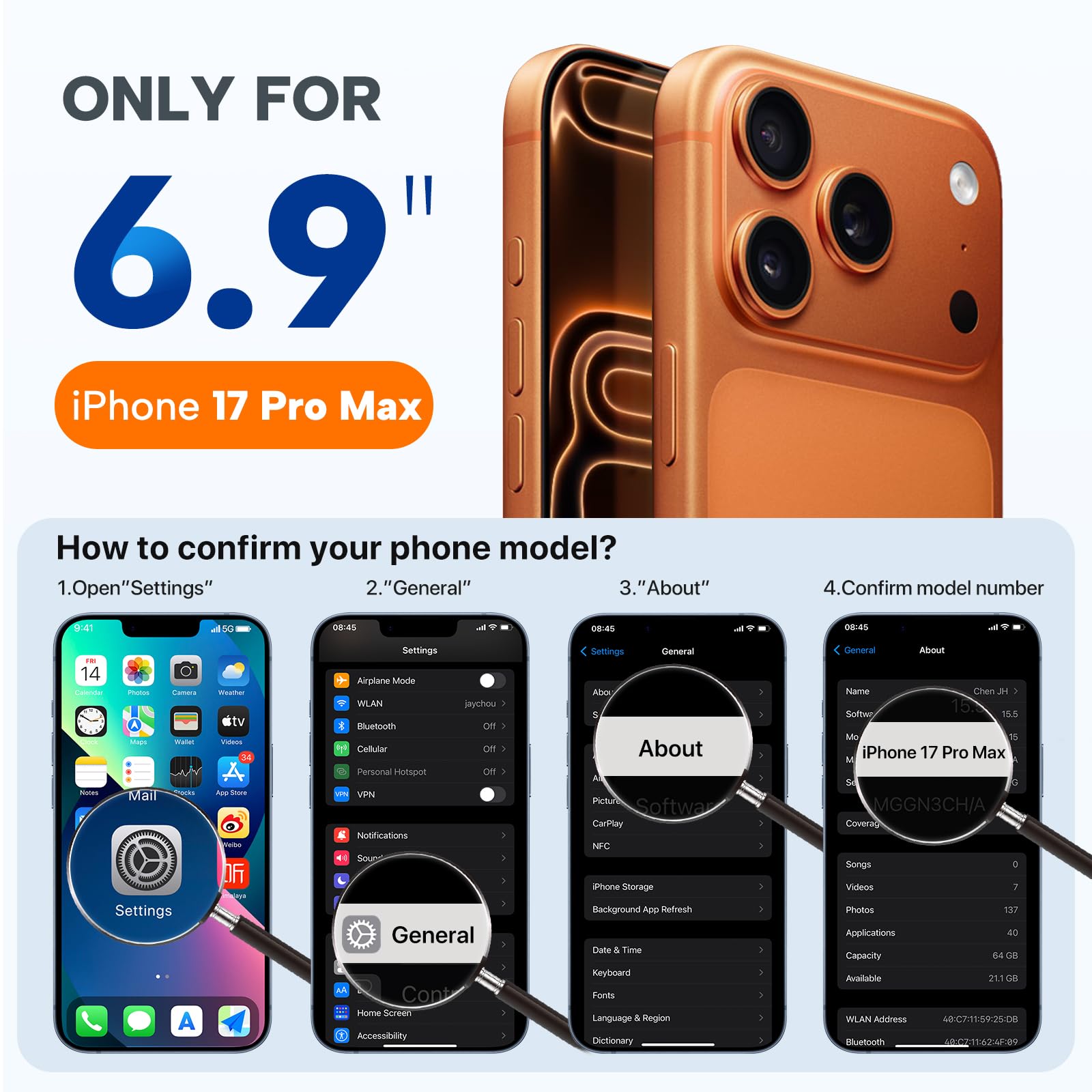 Miracase Magnetic for iPhone 17 Pro Max Case, Compatible with MagSafe, Integrated Silicone Camera Control Cover, 3.0mm Thicken Shockproof Drop Protection Phone Case for 17 ProMax, Orange