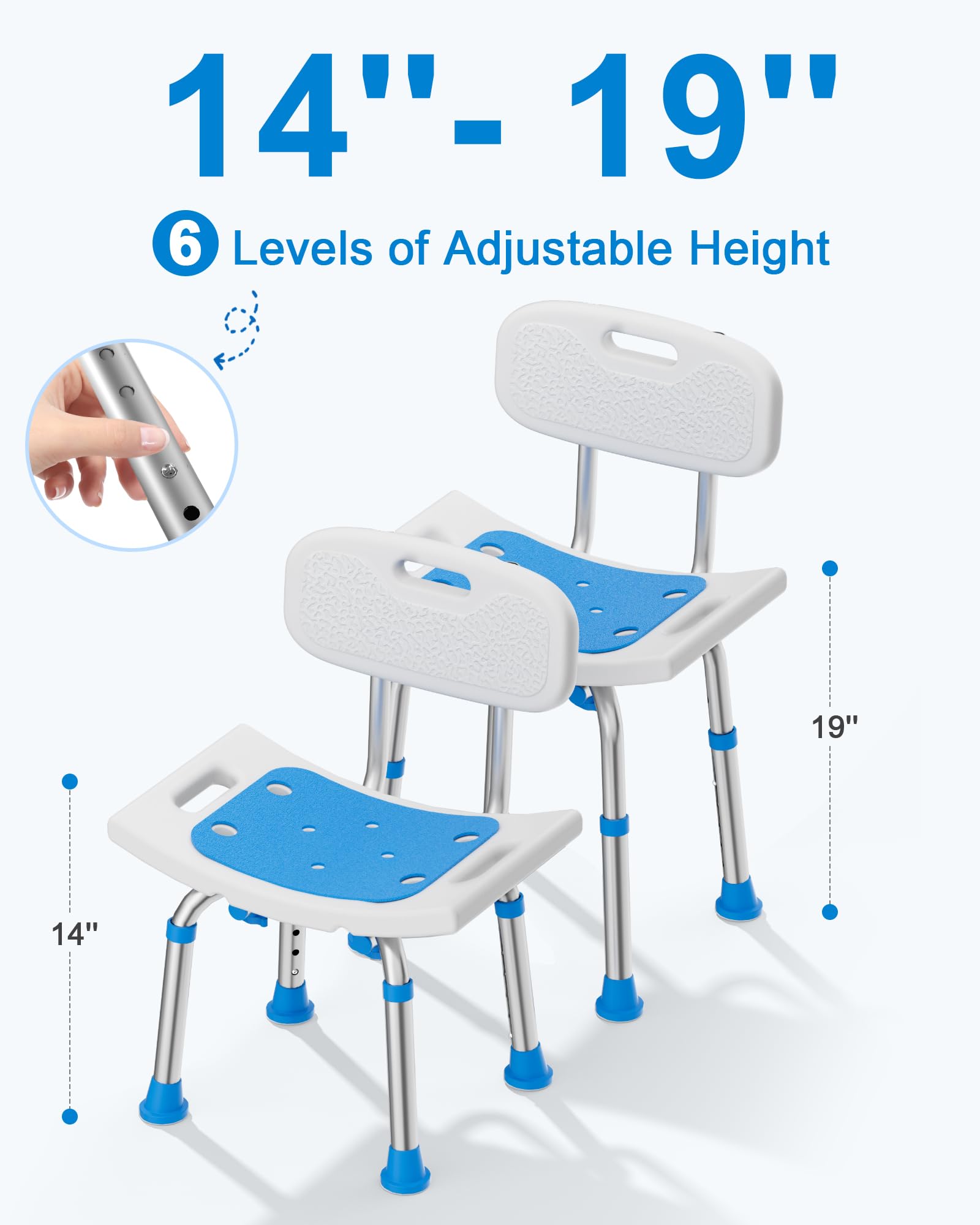 HOMLAND Shower Chair for Inside Shower with Removable Back, 400 lbs Heavy Duty Bath Seat for Bathtub, Safety Bath Stool for Seniors and Disabled